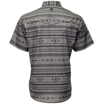 Hooey "Sol" Mens Charcoal and Aztec Short Sleeve Pearl Snap Shirt
